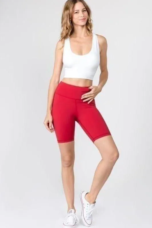 Active High Rise Matte Bike Shorts (CRIMSON)