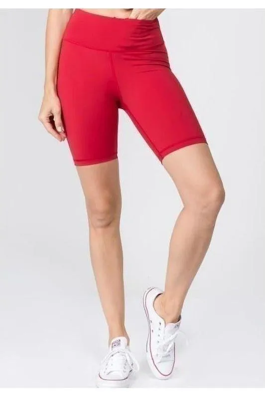 Active High Rise Matte Bike Shorts (CRIMSON)