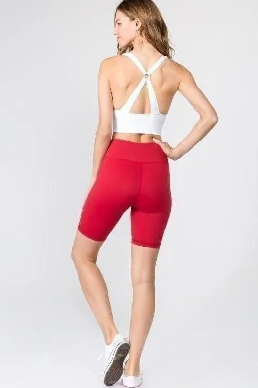 Active High Rise Matte Bike Shorts (CRIMSON)