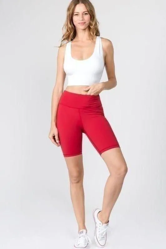 Active High Rise Matte Bike Shorts (CRIMSON)
