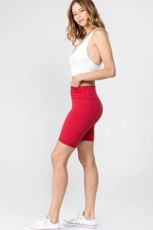 Active High Rise Matte Bike Shorts (CRIMSON)