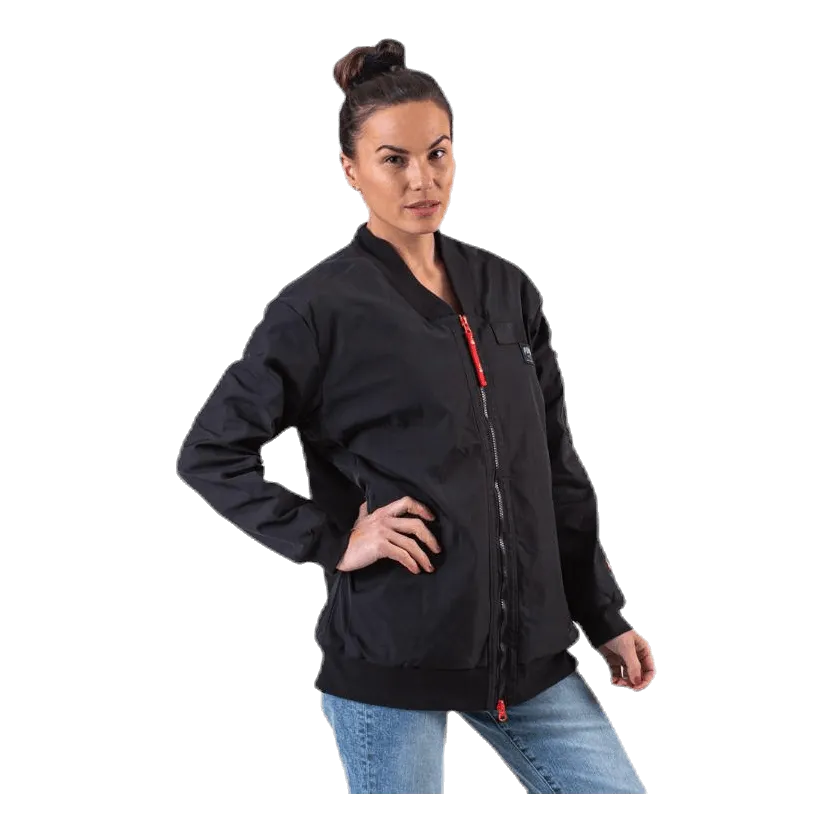 Adriana Lima Long Bomber Jacket Black