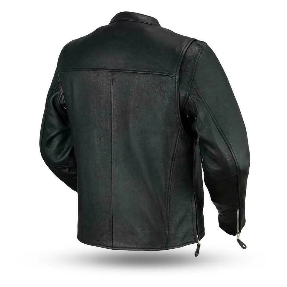 FMM202FBZ | Ace - Men's Motorcycle Caf Style Leather Jacket