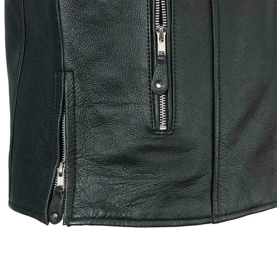 FMM202FBZ | Ace - Men's Motorcycle Caf Style Leather Jacket