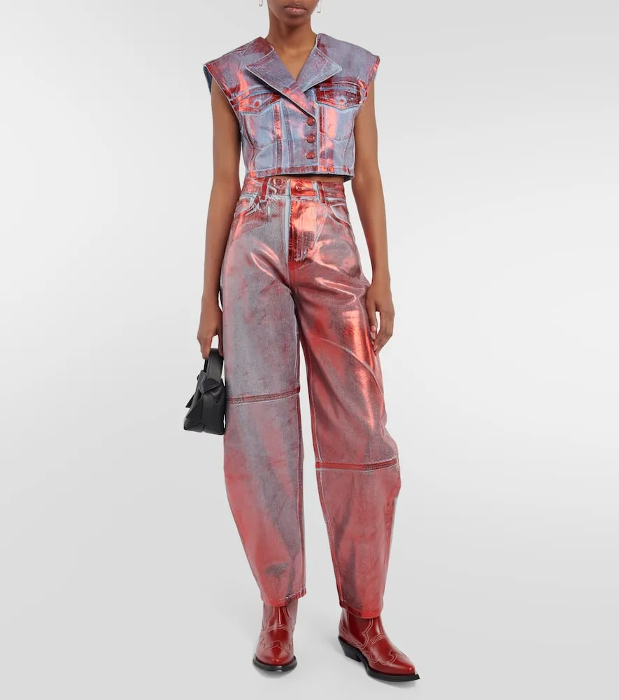 Ganni Metallic denim vest