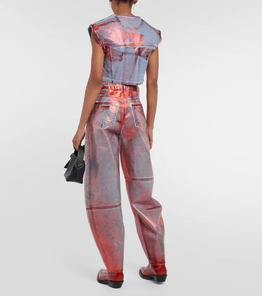Ganni Metallic denim vest