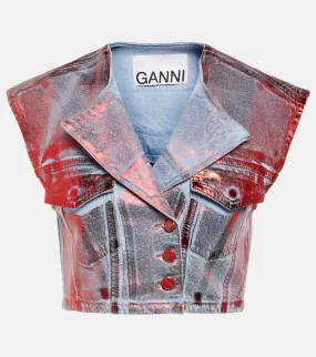 Ganni Metallic denim vest