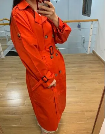 Loose cotton trench coat with sashes oversize double breasted vintage cloak overcoats windbreaker