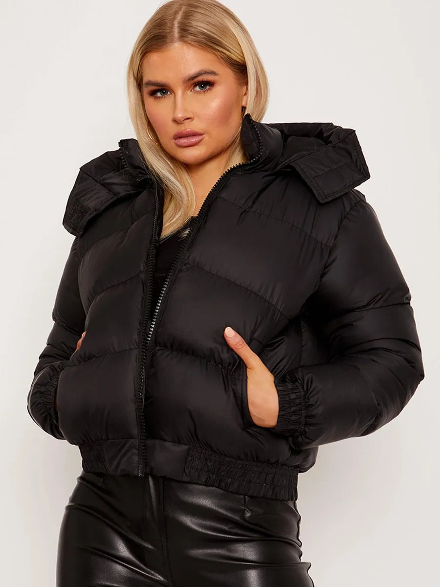 Niya Hooded Padded Puffer Jacket In Black
