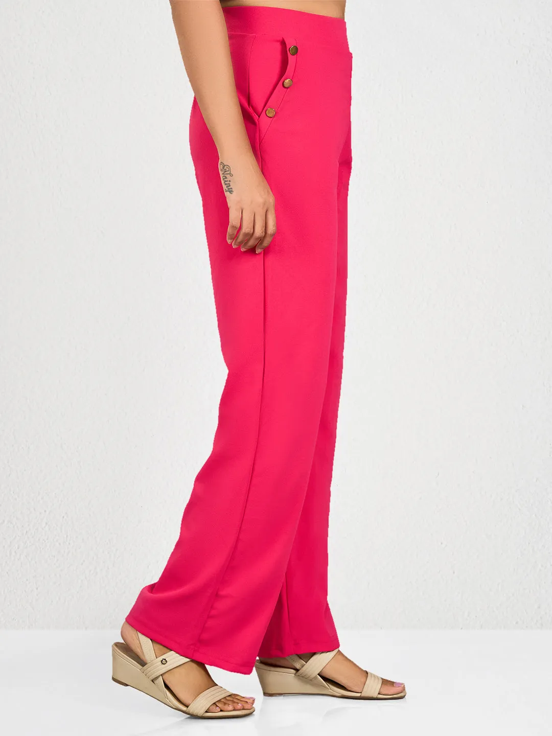 Pink Solid PK Track Pants