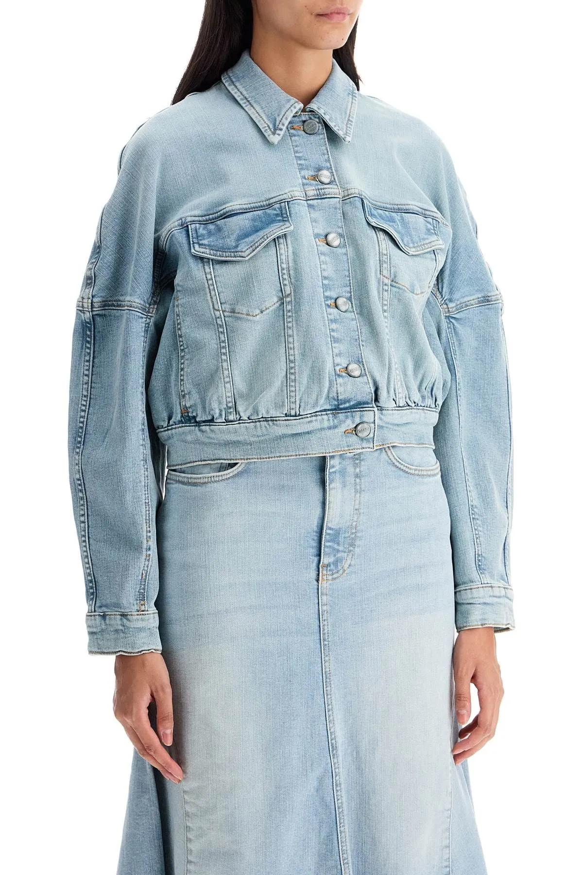 STRETCH DENIM BOMBER JACKET IN 8