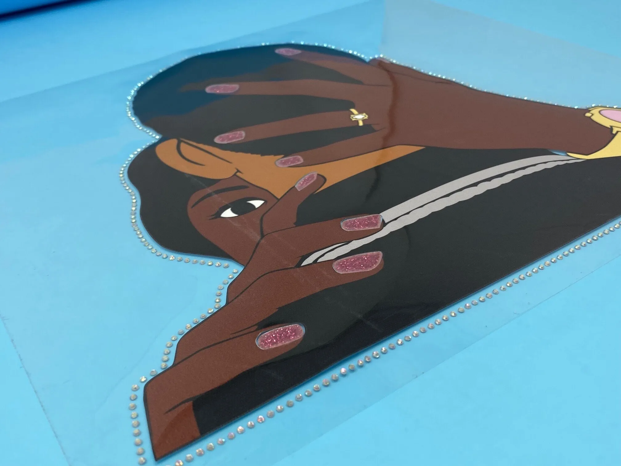 T-shirt Transfer Sheet, "I Got His Back!" outlined in blinging crystals for HEAT PRESSING on garments, Htv Appliques,