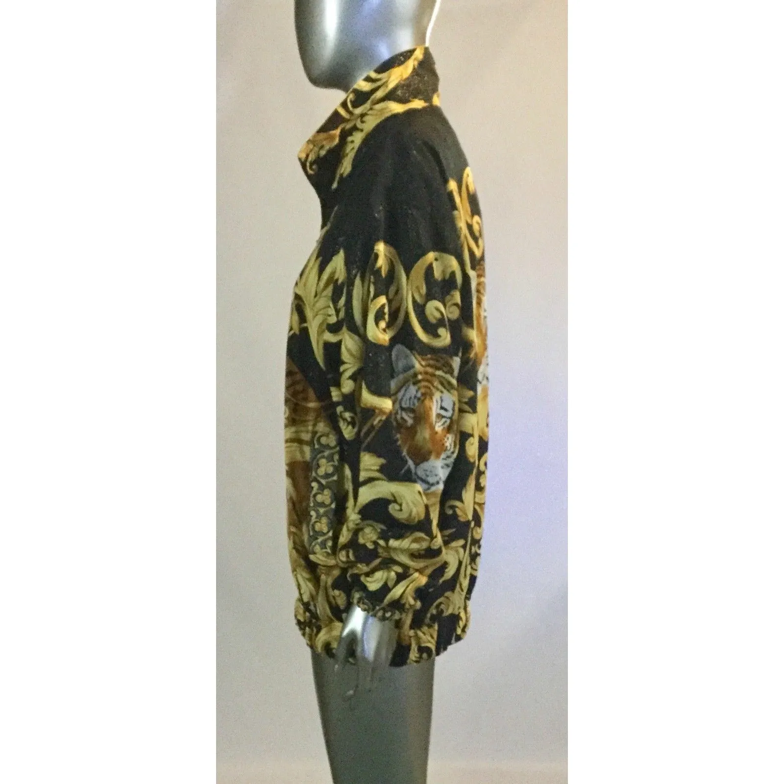 Vintage 90s, Picasso Style Bomber Jacket, Tiger, Abstract, Size 6, L