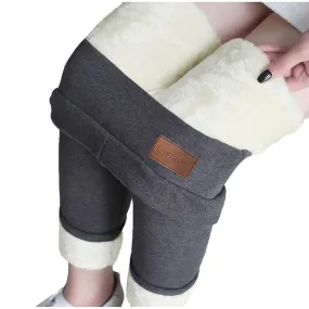 Women's High Waist Thick Velvet Winter Leggings, Warm Compression Pants, S-5XL