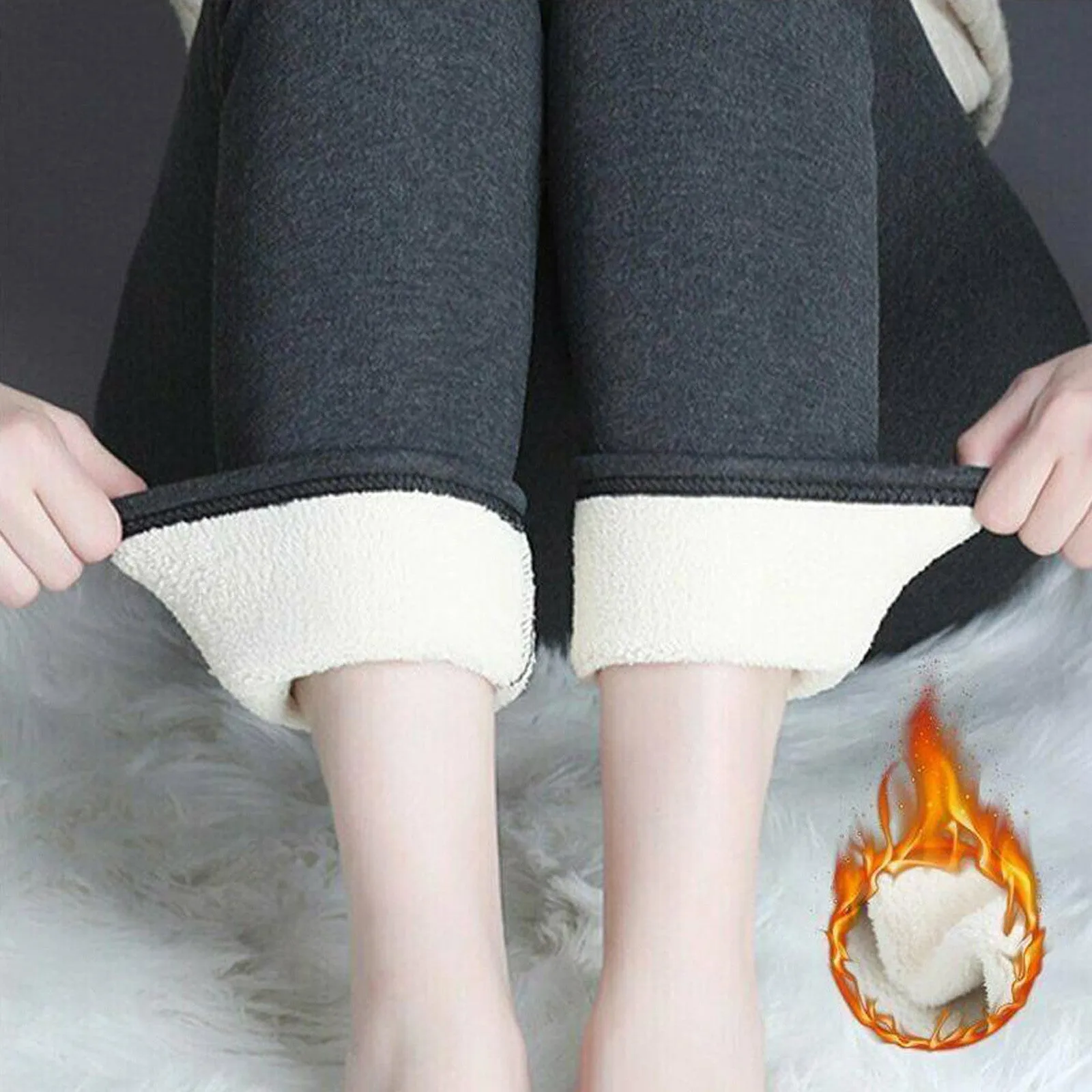 Women's High Waist Thick Velvet Winter Leggings, Warm Compression Pants, S-5XL