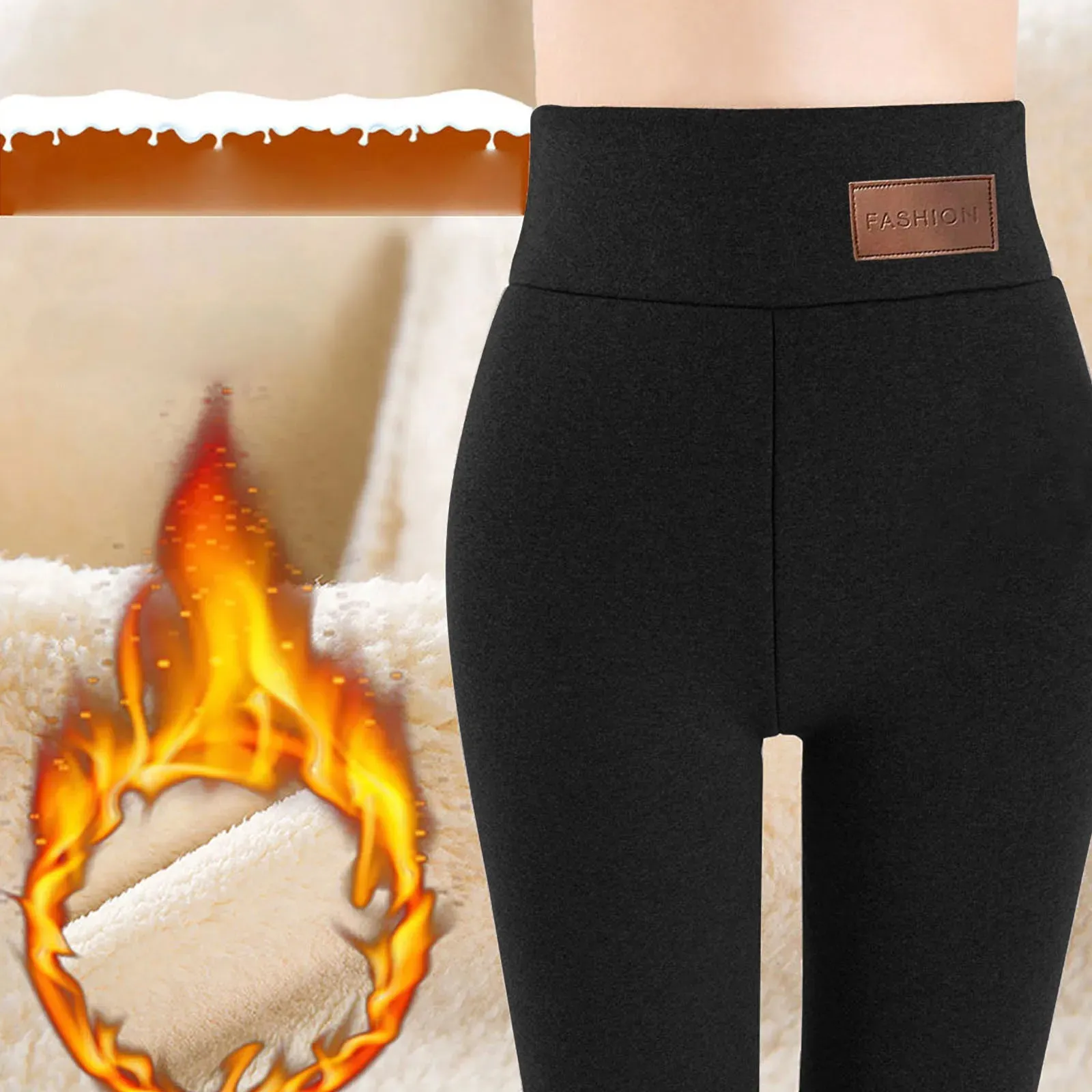 Women's High Waist Thick Velvet Winter Leggings, Warm Compression Pants, S-5XL