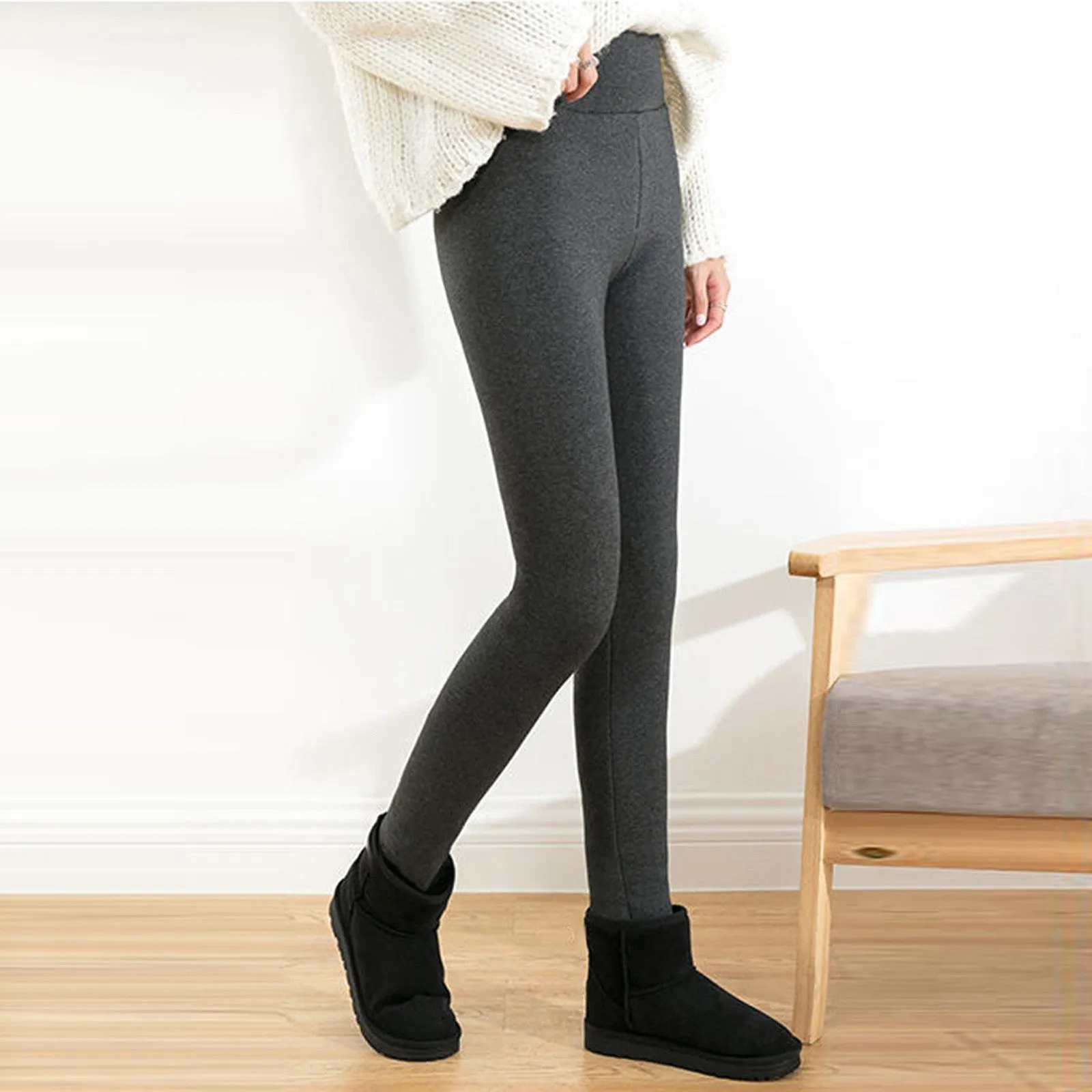 Women's High Waist Thick Velvet Winter Leggings, Warm Compression Pants, S-5XL