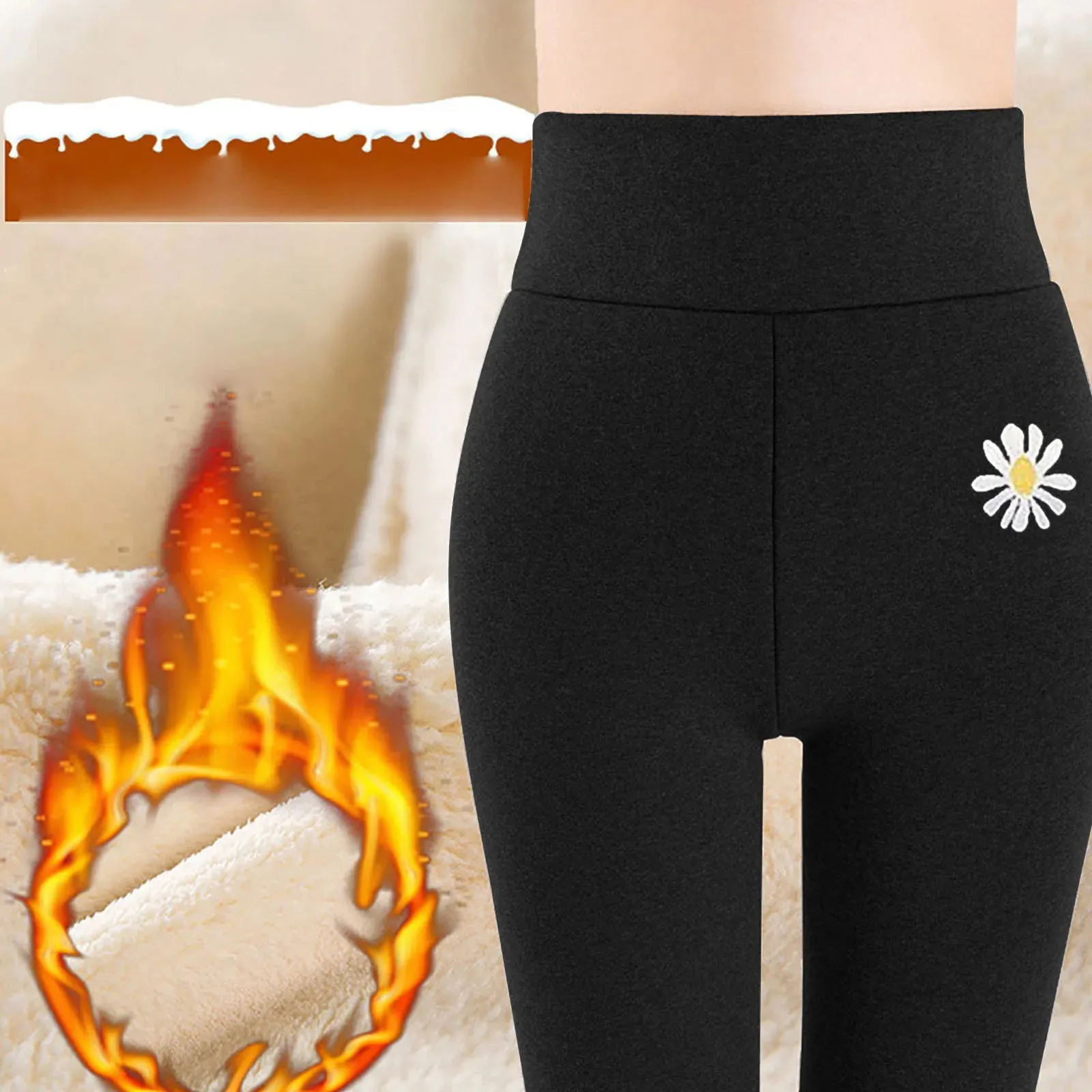 Women's High Waist Thick Velvet Winter Leggings, Warm Compression Pants, S-5XL