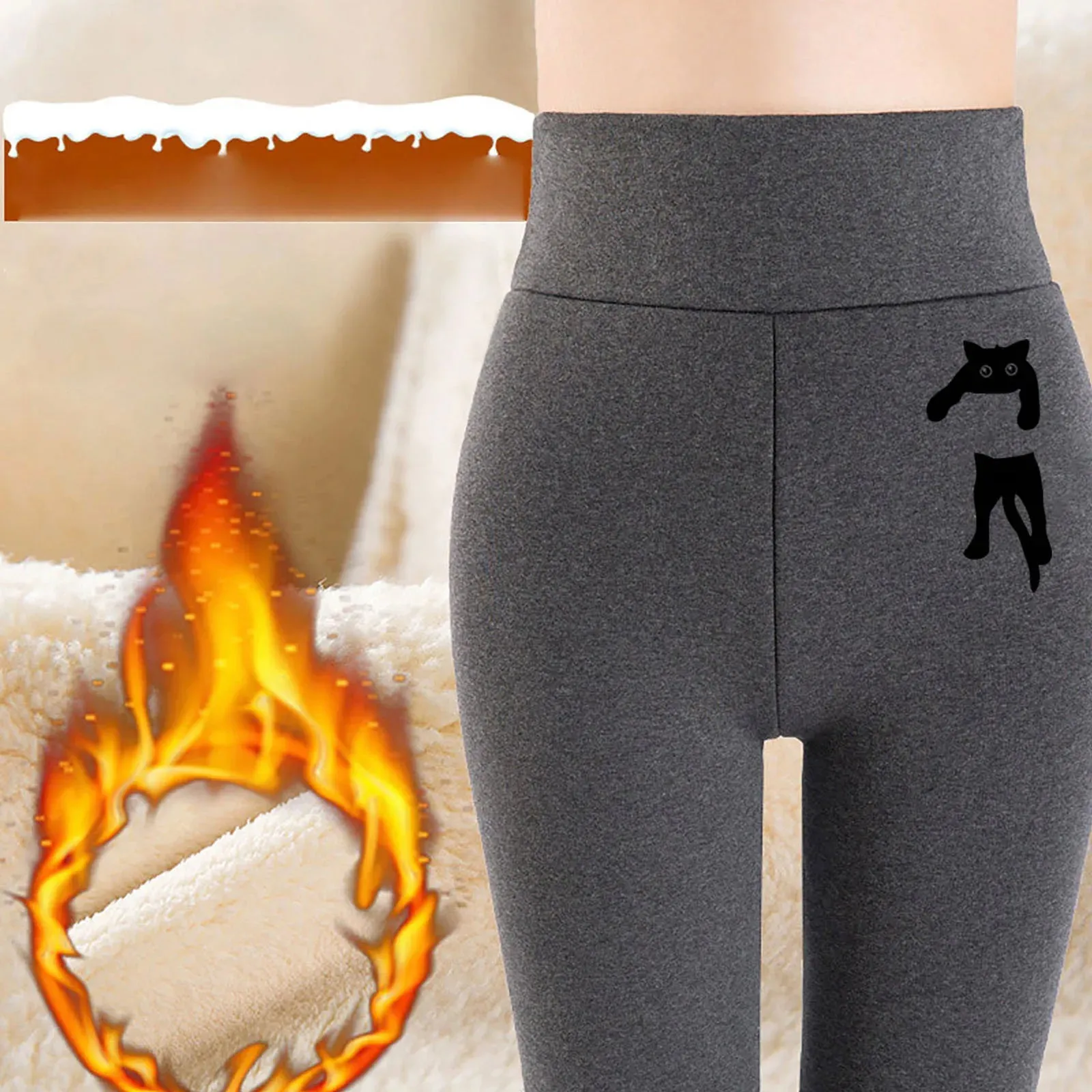 Women's High Waist Thick Velvet Winter Leggings, Warm Compression Pants, S-5XL