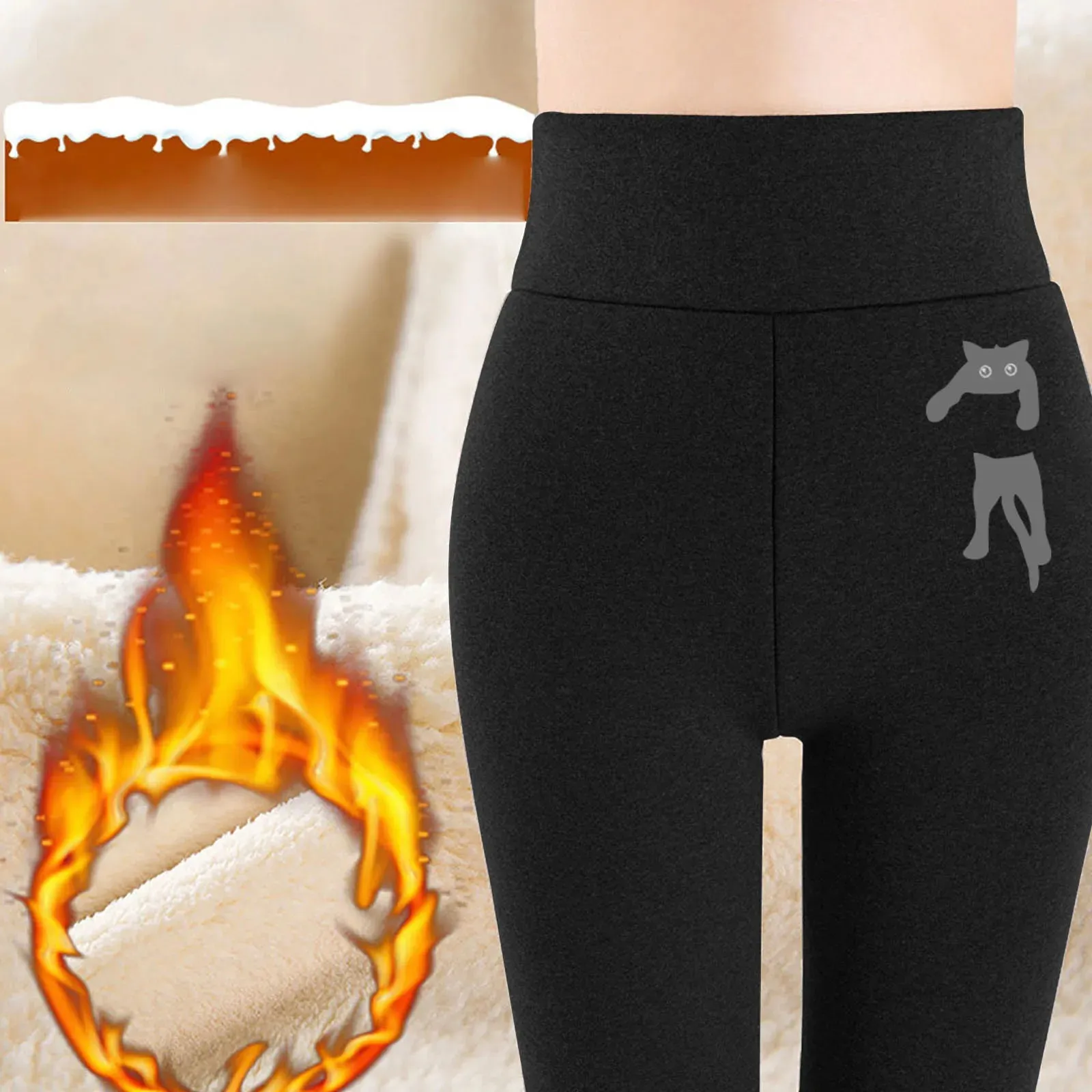 Women's High Waist Thick Velvet Winter Leggings, Warm Compression Pants, S-5XL