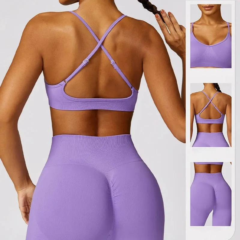 Workout Set With Flared Pants and Cross-Back Bra