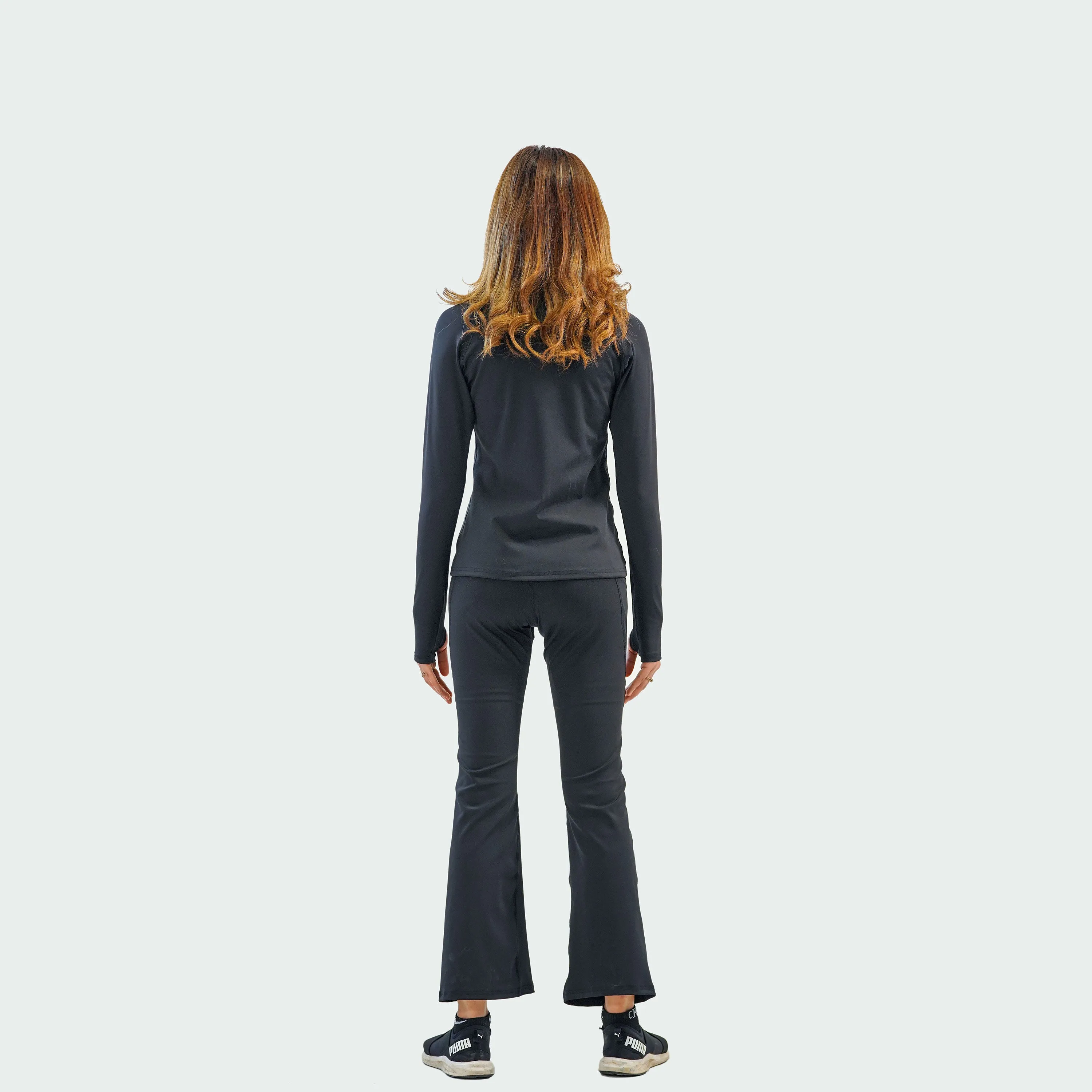 Zipper Flare Attire - Black